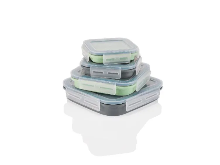 Faltbare Frischhaltedosen / Lunchbox, aus hitzebeständigem Silikon