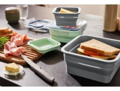 Faltbare Frischhaltedosen / Lunchbox, aus hitzebeständigem Silikon