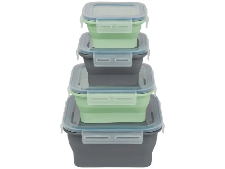 Faltbare Frischhaltedosen / Lunchbox, aus hitzebeständigem Silikon