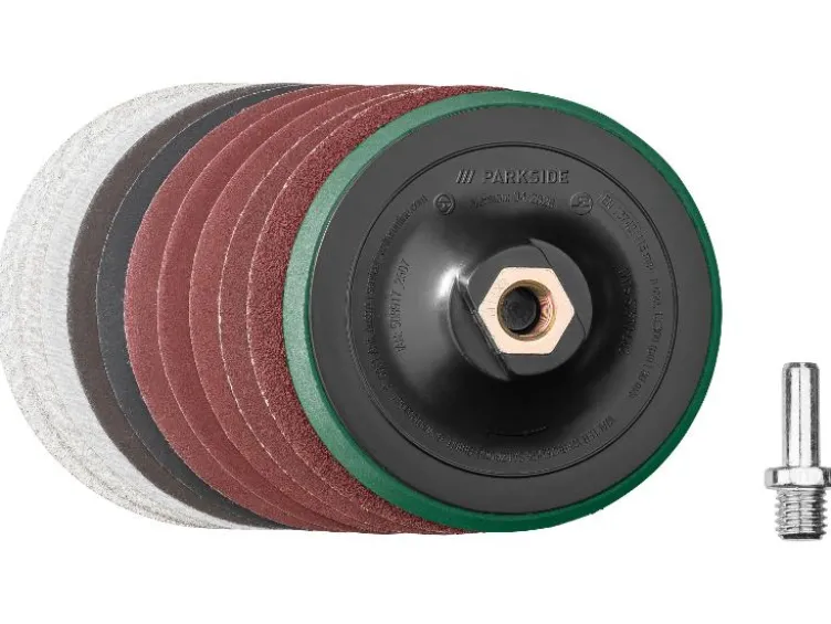 Fächerscheiben-Set / Klettschleifteller mit Schleifpapier-Set / Reinigungsscheibe / Schruppscheiben-Set, Ø 125 mm