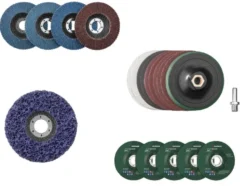 Fächerscheiben-Set / Klettschleifteller mit Schleifpapier-Set / Reinigungsscheibe / Schruppscheiben-Set, Ø 125 mm