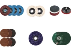 Fächerscheiben-Set / Polierscheiben / Klettschleifteller mit Schleifpapier-Set / Schleifvlies-Set / Reinigungsscheibe /