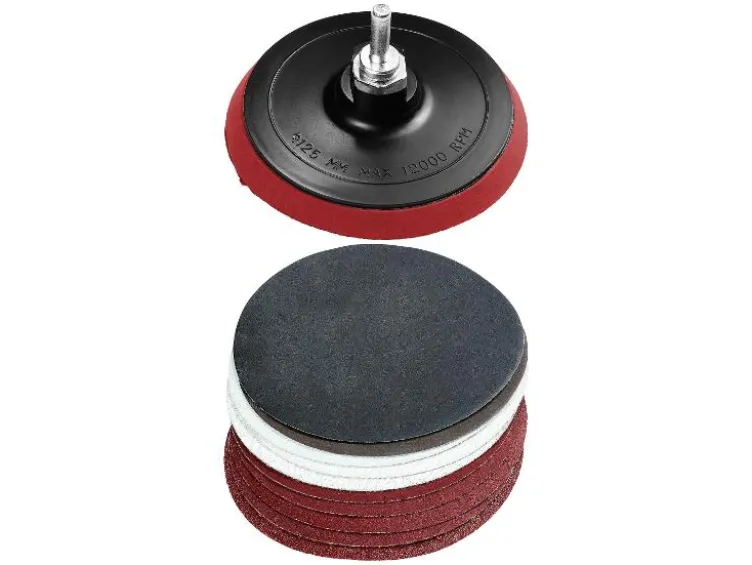Fächerscheiben-Set / Polierscheiben / Klettschleifteller mit Schleifpapier-Set / Schleifvlies-Set / Reinigungsscheibe /