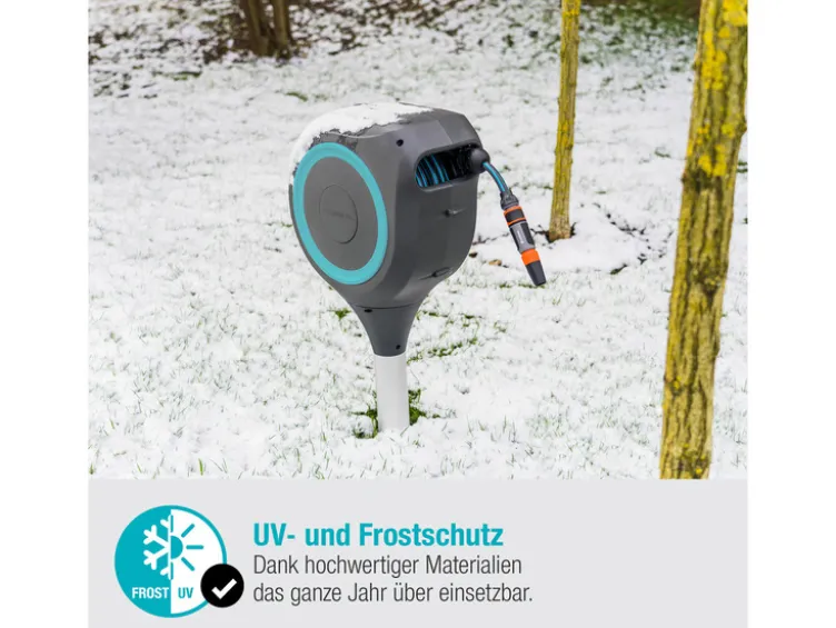 Garten-Schlauchbox »RollUp M«, 20 m Schlauch, um 360° schwenkbar, grau/türkis