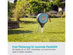 Garten-Schlauchbox »RollUp M«, 20 m Schlauch, um 360° schwenkbar, grau/türkis