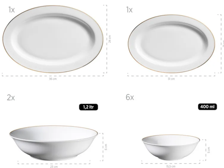 Geschirrset »Professional Dining«, mit Goldrand, 24-teilig