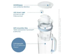 Glas Wasserfilter-Kanne, inkl. 1x MAXTRA PRO Pure Performance