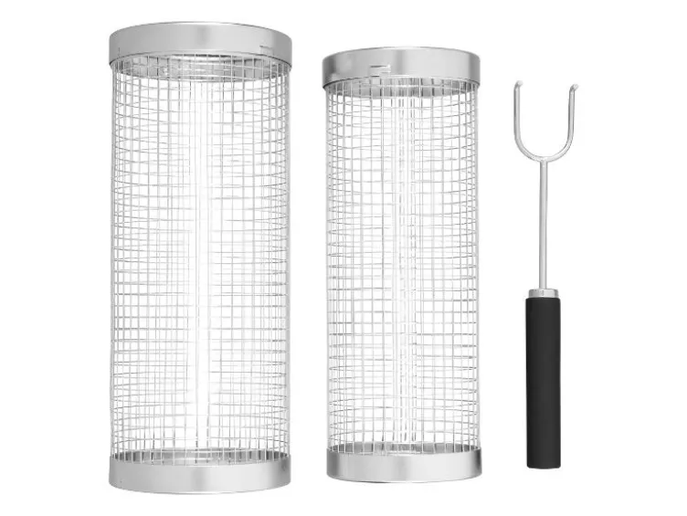 Grillkorb / Zylinderkorb-Set / Fisch-Grillguthalter / Hamburger-Grillguthalter