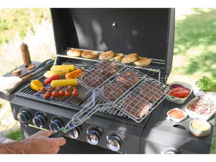 Grillkorb / Zylinderkorb-Set / Fisch-Grillguthalter / Hamburger-Grillguthalter