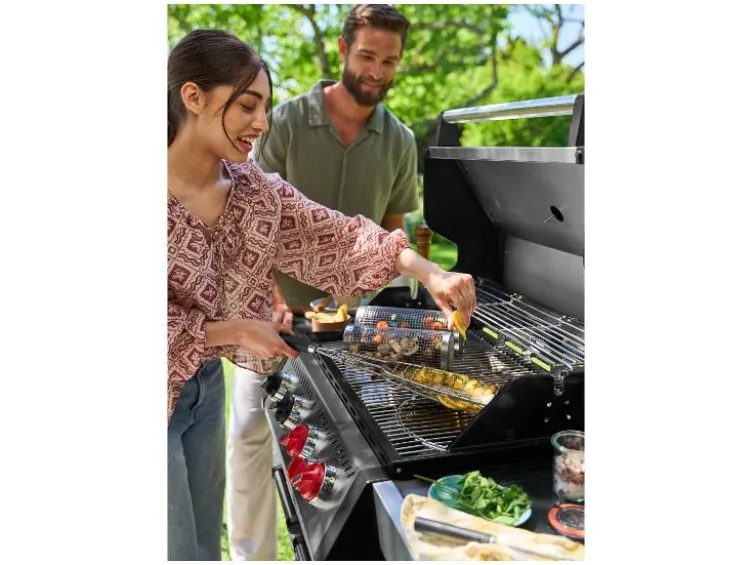 Grillkorb / Zylinderkorb-Set / Fisch-Grillguthalter / Hamburger-Grillguthalter