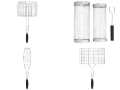Grillkorb / Zylinderkorb-Set / Fisch-Grillguthalter / Hamburger-Grillguthalter