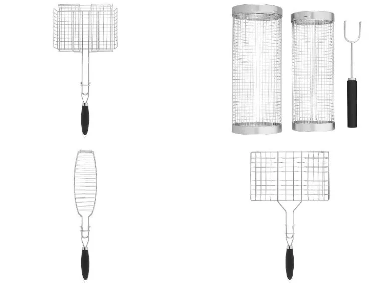 Grillkorb / Zylinderkorb-Set / Fisch-Grillguthalter / Hamburger-Grillguthalter