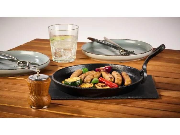 Grillpfanne + Servierplatte / Burgerpresse glatt / Burgerpresse gerillt