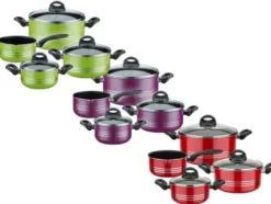 GSW Kochtopf-Set »Milano Color«, 7-teilig, gehärtete Leichtmetall-Legierung, aus Aluminium