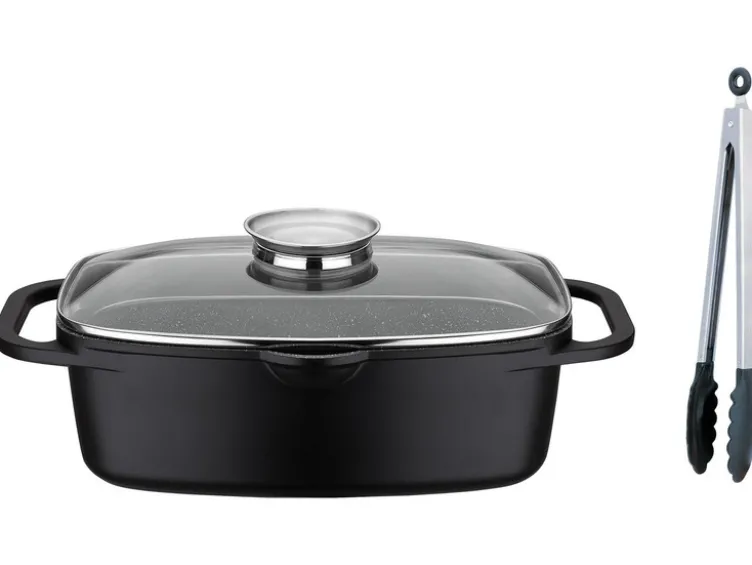 GSW Universalbräter Gourmet Granit 33 x 21 cm inkl. Servierzange 30 cm