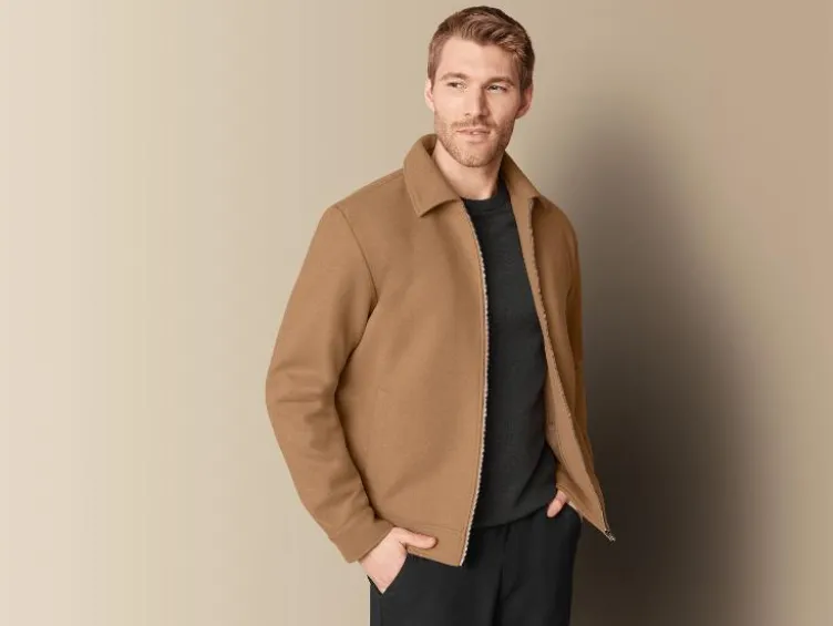 Herren Jacke mit Kentkragen, in Wolloptik