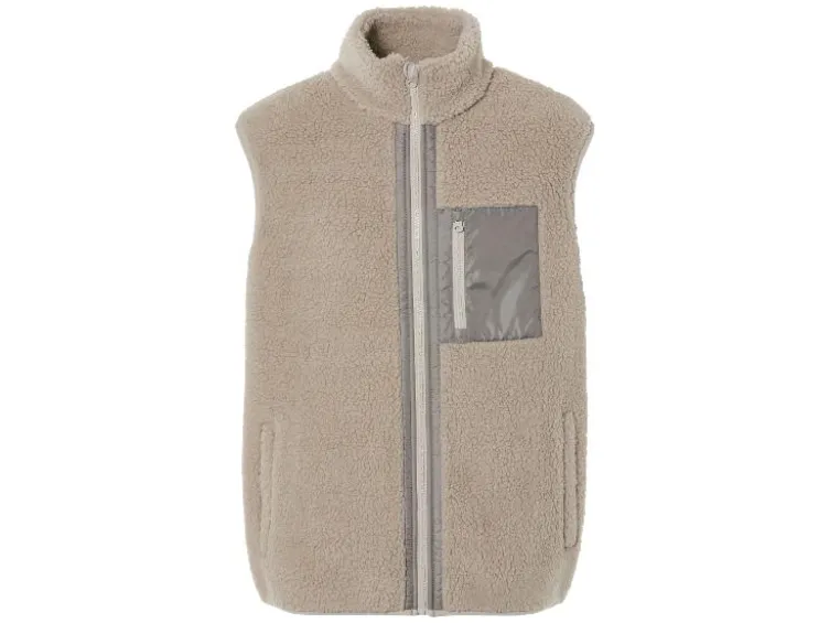 Herren Teddyfleece-Weste, mit Stehkragen