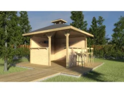Holzpavillon mit Tresen, 21 mm Wandstärke