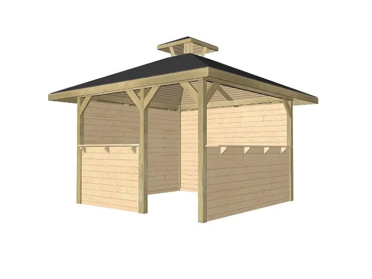 Holzpavillon mit Tresen, 21 mm Wandstärke