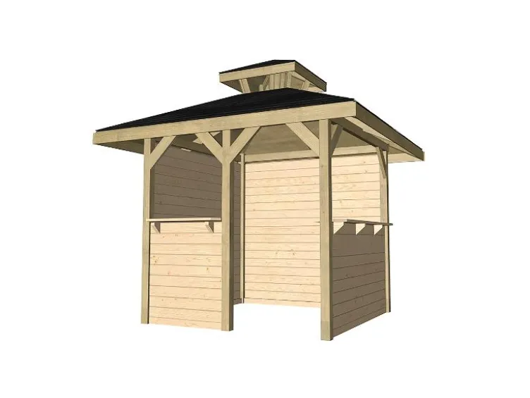 Holzpavillon mit Tresen, 21 mm Wandstärke