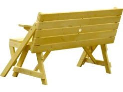 2in1 Picknicktisch und Sitzbank, aus Holz, natur