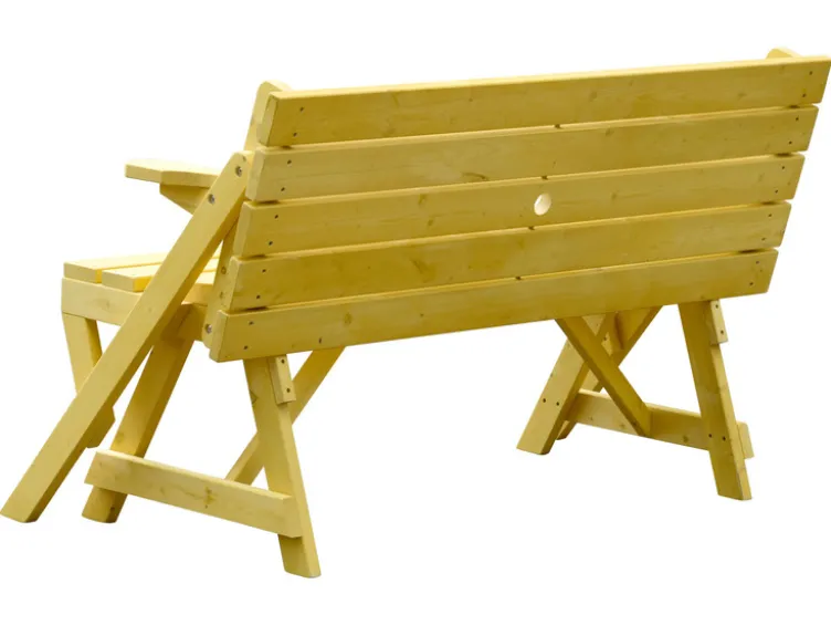 2in1 Picknicktisch und Sitzbank, aus Holz, natur