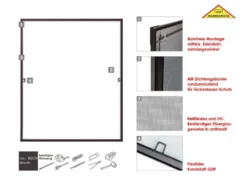 Insektenschutz Spannrahmen für Fenster, Komplettbausatz, ohne Bohren, B 130 x H 150 cm