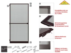 Insektenschutz-Tür mit Mittelsprossenprofil, Komplettbausatz B 120 x H 240 cm