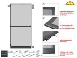 Insektenschutz-Tür mit Mittelsprossenprofil, Komplettbausatz B 120 x H 240 cm