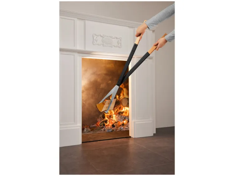Kaminbesteck; Feuerholzablage; Feuerholzzange; Feuerholzkorb
