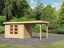 Karibu Gartenhaus »Trundholm 2«, Flachdach, inklusive Schleppdach und Doppelflügeltür