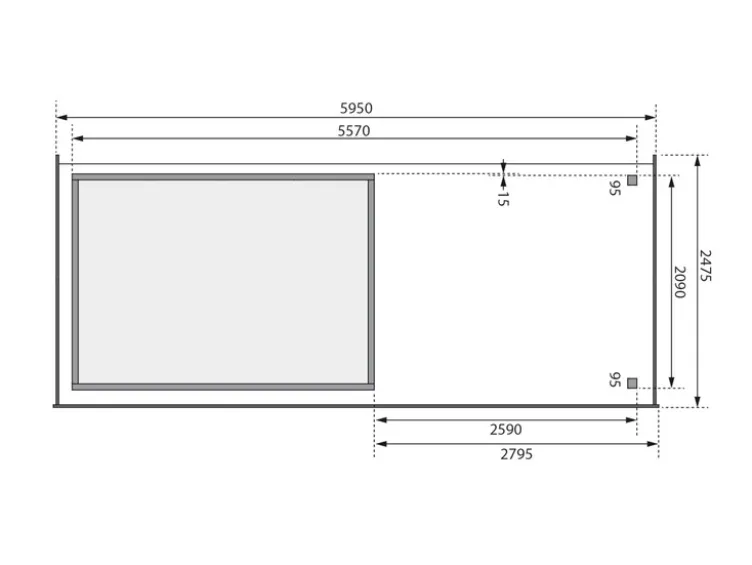 Karibu Gartenhaus »Trundholm 2«, Flachdach, inklusive Schleppdach und Doppelflügeltür