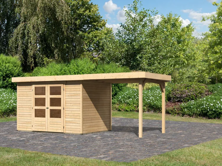Karibu Gartenhaus »Trundholm 2«, Flachdach, inklusive Schleppdach und Doppelflügeltür