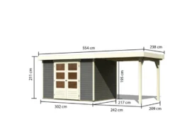 Karibu Gartenhaus »Trundholm 2«, Flachdach, inklusive Schleppdach und Doppelflügeltür