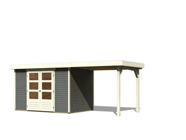 Karibu Gartenhaus »Trundholm 2«, Flachdach, inklusive Schleppdach und Doppelflügeltür