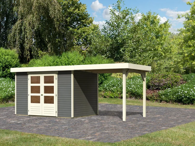 Karibu Gartenhaus »Trundholm 2«, Flachdach, inklusive Schleppdach und Doppelflügeltür