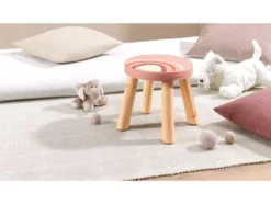 Kinderhocker mit Aufbewahrung, mit Holzfüßen