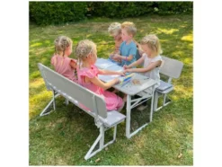Kinderparty-Garnitur mit Lehne, aus FSC zertifiziertem Holz