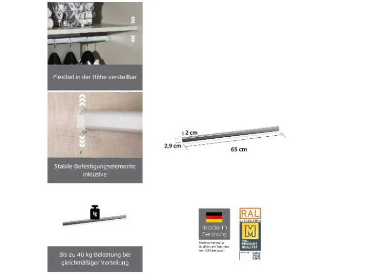 Kleiderstange für Kleiderschränke der Marke Rauch Orange