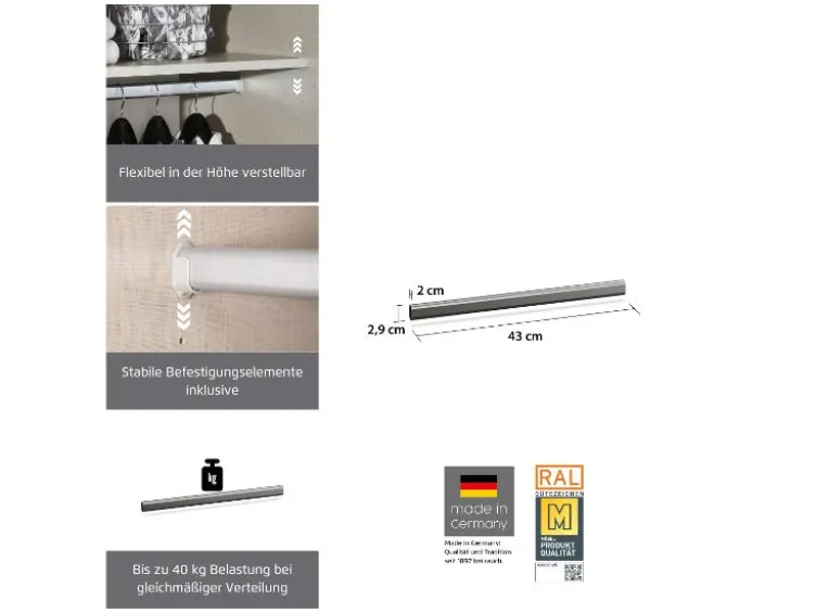 Kleiderstange für Kleiderschränke der Marke Rauch Orange