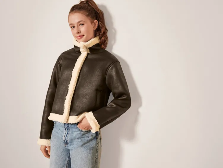 Kleinkinder Kinder Bikerjacke in Velourslederoptik