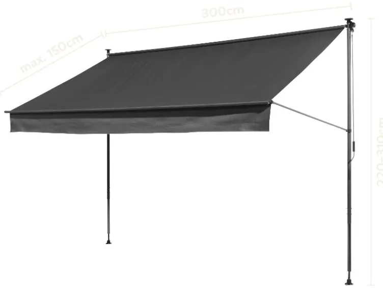 Klemmmarkise 300 x 150, anthrazit