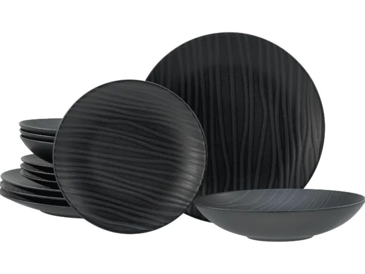 Kombiservice »Waves Black«, 12-teilig