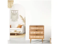 Kommode BOHEO Rattangeflecht Eiche