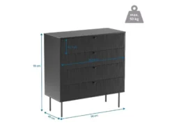 Kommode KARBY 4 Schubladen Schwarz
