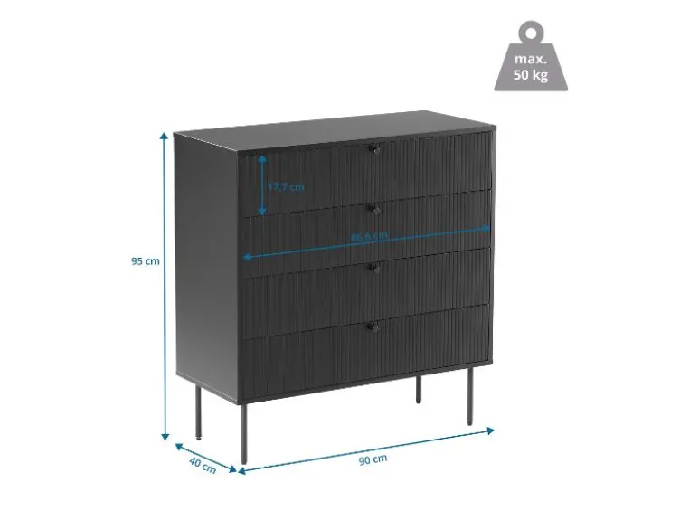 Kommode KARBY 4 Schubladen Schwarz