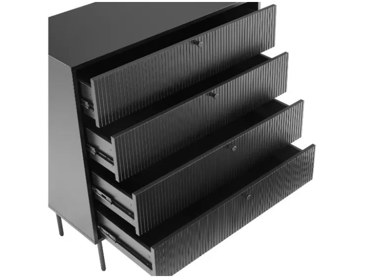 Kommode KARBY 4 Schubladen Schwarz