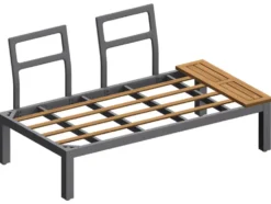 Loungeecke, 3-teilig, aus Alu und Holz, braun/grau