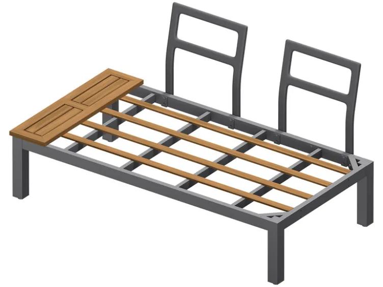 Loungeecke, 3-teilig, aus Alu und Holz, braun/grau