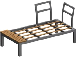 Loungeecke, 3-teilig, aus Alu und Holz, braun/grau
